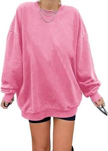 lot 18232 image: Ebifin Womenfts Oversized Long Sleeve Sweatshirts Pure Color Round Neck Casual Pullover Shirt Pink