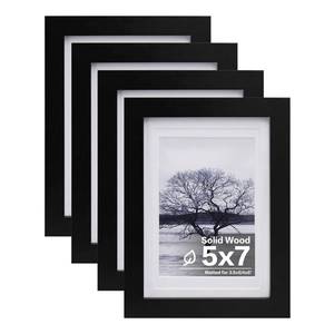 lot 18246 image: Egofine 5x7 Picture Frames Set of 4, Made of Solid Wood Covered by Plexiglass 3.5x5 and 4x6 with Mat or 5x7 without Mat, for Table Top Display and Wall Mounting Photo Frame Black