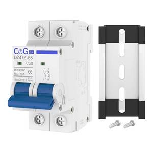 lot 18248 image: DC Miniature Circuit Breaker, CGELE 2 Pole 50 Amp 500V DC Disconnect Switch for Solar PV Systems Thermal Magnetic Trip Din Rail Mount