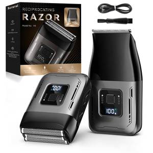 lot 18277 image: Scrorui Cordless Foil Shaver for Men Dual Replacement Heads (Foil  Trimmer), High-Speed 6000RPM,USB-C Rechargeable, IPX6 Waterproof Battery Display and Travel-FriendlyHome Use