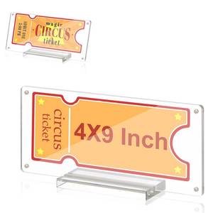 lot 18279 image: Acrylic Ticket Stub Holder with Base 4x9 Inch Clear Ticket Stub Display Ticket Stub Organizer Double-Sided Ticket Protector Paper Currency Holder for Display and Protect Movie Concert Show Play Ticket