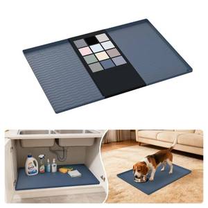 lot 18294 image: URMONA Waterproof Silicone Under Sink Mat 28ftft x 22ftft Shelf Liner for Kitchen and Bathroom, Cabinet and Counter Protector, Storage and Organizers, Litter Mat, Pet Cat Puppy Essentials(Dark Grey)