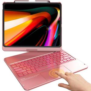 lot 18296 image: TQQ iPad Air 13 Inch Case Keyboard (M4 2026M3 2025M2 2024), iPad Pro 12.9 (6th, 5th, 4th, 3rd Gen) Keyboard - 360° Rotatable, 7-Color Backlight, Multi-Touch Trackpad, Thin and Light (Pink)