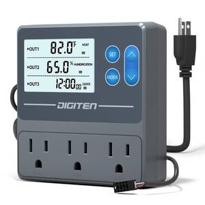 lot 18298 image: SENSTREE Digital Temperature Humidity Controller Pre-Wired Outlets for Mushroom, Reptile, HeatingCooling On Outlet 1, HumidifierDehumidifier On Outlet2, Timer On Outlet 3