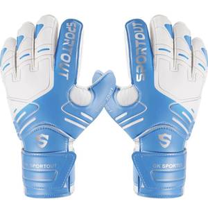 lot 18300 image: Sportout YouthandAdult Goalie Goalkeeper Gloves, Strong Grip for The Toughest Saves, with Finger Spines to Give Splendid Protection to Prevent Injuries,3 Colors (Blue, 6)