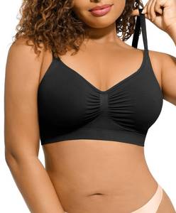 lot 18303 image: Bralettes for Women Comfortable Wireless Seamless Stretchy Bras No Underwire for Everyday Sleeping Black Large