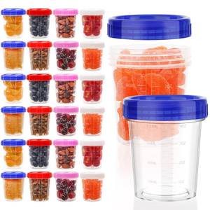lot 18317 image: XSEINO 24 Pack 4oz Salad Dressing Container to Go,Small Transparent Containers with Leakproof and Screw Lids, Microwave and Dishwasher Safe, Reusable and Stackable