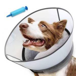 lot 18320 image: NoarWin 2-in-1 Upgraded Inflatable Dog Cone Collar with Detachable Anti-Licking Shield, Soft Adjustable Elizabethan Collar for Dogs After Surgery (L, Grey)