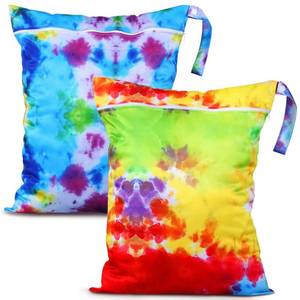 lot 18323 image: Shappy 2 Pcs Large Travel Laundry Bag Washable Waterproof Wet Dry Large Dirty Clothes Bag Bathing Workout(Tie Dye Style)