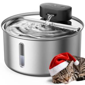 lot 18337 image: oneisall Cat Water Fountain Wireless Stainless Steel 3.2L108oz Cordless Pet Water Fountain, Ultra Quiet SilentFlow� Pump, Battery Operated Automatic Water Dispenser for Cats Indoor, Motion Sensor