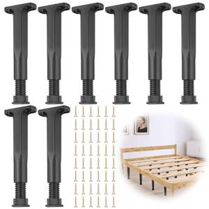 lot 18338 image: BOHUIZ 8 PCS Adjustable Height Bed Support Legs, 7.9-15in Bed Frame Support Legs with 48 PCS Screws for King Queen Bed Slats Couch Dresser Table Frame Sofain