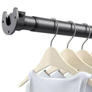 lot 18343 image: Closet Rods for Hanging Clothes, 17 to 39 Inch Stepless Adjustable Closet Rod, 1.3 Inch Diameter Metal Heavy Duty Closet Hanging Rod for Closet Wardrobes Laundry RV, Black