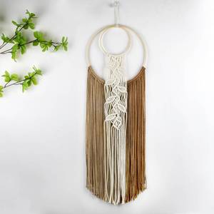 lot 18353 image: MEUNEAR Macrame Wall Hanging Brown Beige Dream Catchers Leaf Pattern Macrame Wall Art Tan Color Dream Catcher Woven Tapestry for Bedroom Living Room Office Home Decor, 30L X 10W inches