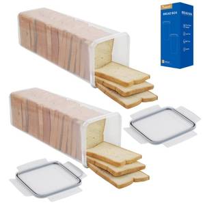 lot 19274 image: Tiawudi 2 Pack Bread Box, Plastic Bread Container, Bread Storage for Kitchen Counter, Bread Keeper with Airtight Lid, Tall Bread Saver, Sandwich Bread Holder, 5.6 Qt  5.3L Each