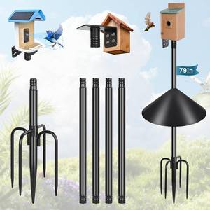 lot 19275 image: Gtongoko Smart Bird Feeder Pole Squirrel Proof 1-Inch Dia 79 Inch Bluebird House Pole for Outdoors Squirrel Baffles for Feeders Weather Station Heavy Duty Metal Mounting Kit Black
