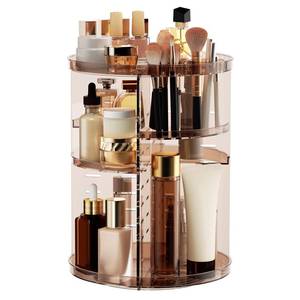lot 19284 image: Rotating Makeup Organizer Countertop, DIY Adjustable Trays Spinning Skincare Organizers, Cosmetic Display Shelf with Perfume and Brush Holder, Multi-Function Desk Storage Carousel for Vanity Bathroom