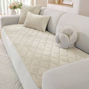 lot 19290 image: CYCMACO Fuzzy Pet Couch Covers for Dogs Washable, Non Slip Couch Covers for 3 Cushion Sofa Pet Friendly, Thick Soft Sofa Slipcovers, Dog Couch Cover Protector Couches Mat (27.6 x 70.9in, Beige)in