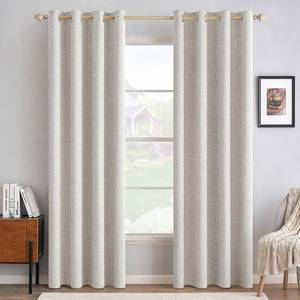 lot 19301 image: MIULEE 90 Inches Linen Textured Curtains for Bedroom 100percent Blackout Thermal Insulated Cream White Grommet Room Darkening Curtains and Drapes Luxury Decor for Living Room Nursery 52 x 90 Inch (2 Panels)