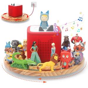 lot 19302 image: RZYLKA 360° Round Turntable for ToniesBox 2 Storage Shelf Magnetic Organizer for Tonies Figures, with Charging Cable Connection Port, Display Collection for 2030 Tonies Characters (Natura)