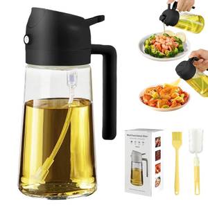 lot 19303 image: PLAPITATE Oil Dispenser for Kitchen, 2 in 1 Olive Oil Sprayer, Olive Oil Dispenser Spray Bottle with Brush, Oil Sprayer for Cooking for Air Fryer, Barbecue, Salad 16oz470ml (Black)