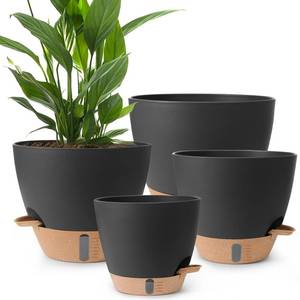 lot 19325 image: WEICHENGXING Plant Pots,121098 Inch Large Plastic Self Watering Flower Pots Indoor Outdoor with Drainage Holes, Deep Reservoir,Nursery Planting Pot for Indoor Out Door Plants Black (ONLY THE LARGEST POT)(no drainage holder)