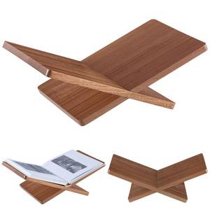 lot 19332 image: DECORANY Solid Wooden Book Stand for Desktop Display and Reading �15.7 x 9.4in x 5.7� Extra Large Wood Open Book Holder for Cookbook, Bible, Recipe, Textbook, Magazine (African Sapele)in