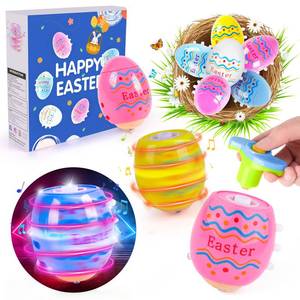 lot 19343 image: TERRAMUS Easter Eggs Toys, 6-Pack Light Up Easter Basket Stuffers, Lighting, Singing, Spinning Tops, Party Favors, Plastic Eggs Toy, Gifts for Kids Toddler 3 Boys Girls