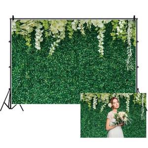 lot 19376 image: AOFOTO 7x5ft Greenery Leaves Backdrop with Flowers Green Leaf White Flower Photo Backdrops Bridal Shower Backdrop for Wedding Backdrops Reception Ceremony Birthday Party Decoration Baby Shower