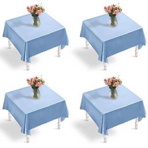 lot 20001 image: Entisn 4 Pack Baby Blue Satin Tablecloth 54 x 54 Inches Table Cloth, Square Silky Tablecloth Smooth Table Cover Decoration for Wedding Party Holiday Dinner