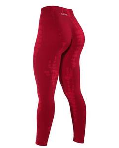 lot 20008 image: AUROLA Serpent Snake Seamless Scrunch Workout Leggings for Women,Girls Squat Proof Ribbed Thick Active Gym Pants,Christmas Red,XL