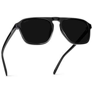lot 20016 image: WearMe Pro Polarized Modern Aviator One-Bridge Square Mens Sunglasses (BlackTriple Black Lens)