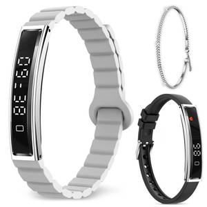 lot 20018 image: Efolen Smart Bracelet for Women,Ultralight Fitness Tracker Smart Wristband with Heart RateBlood OxygenSleep MonitorPedometer,Slim Smartwatch for Android iPhone,Activity Tracker,2 Band,Silver