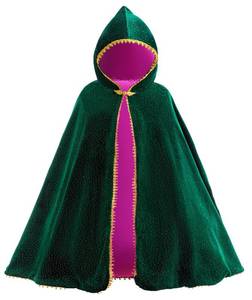 lot 20030 image: Girls Luxurious Velvet Hooded Cape Kids Anna Princess Cloak Girls Warm Dress up Party Costume 5-7Years