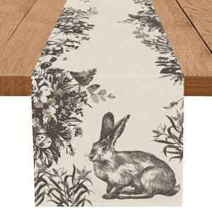 lot 20033 image: GPGHE Easter Table Runner Ink Floral Bunny Long Table Runners Spring Holiday Kitchen Dining Table Party Farmhouse Decoration 13 x 36 Inch