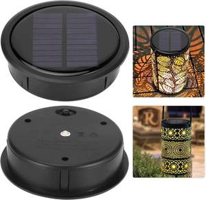 lot 20035 image: 2 PCS Upgraded Solar Light Replacement Top for Outdoor Hanging Lanterns, 4.13 inch Warm White LED Solar Panel Lantern Lid Lights Parts, DIY Home Garden Night Decor Patio