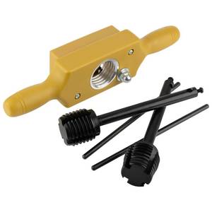 lot 20041 image: Tap and Die Set - 1-12 Inch Jig Dowel Thread Tap Kit Cuts Male and Female Wooden Threads with Two-Handed Thread Box, Bottoming Tap, Steel Cutters and Aluminum Wear Fittings by Kings County Tools (Thread Box Only)