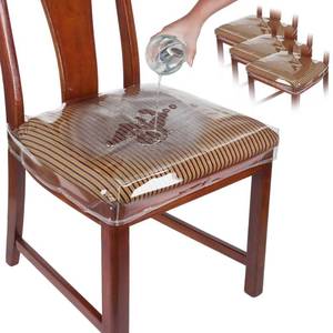 lot 20056 image: Houseables Plastic Chair Covers, Plastic Seat Covers for Dining Chairs, Seat Protectors, Vinyl, Waterproof, Clear Cushion Protector for Cats, Kids, Kitchen Room Table, Fits 16-18 Inch, 4 Pack Set
