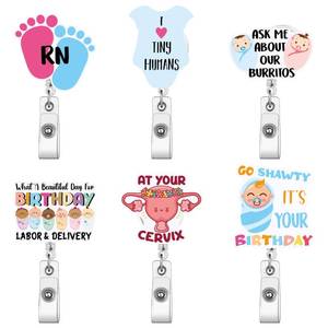 lot 20062 image: AFRITEE NICU Badge Holder Retractable - 6pcs Labor and Delivery Nurse Gifts Badge Reel, Cute Acrylic ID Badge Reel Retractable Clip for Hospital Medical Assistant Work LandD RN Nurse