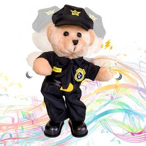 lot 20075 image: PowerPals Singing Dancing Police Teddy Bear Playing �Bad Boys What You Gonna Do� Song � Musical Interactive Stuffed Animal Plush Cop Toy for Birthday, Easter Gifts for Kids and Adults, 14 Inch