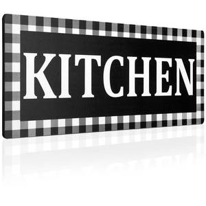 lot 20080 image: Jetec Kitchen Sign Buffalo Plaid Wooden Black and White Wall Decor 13.8 x 5.1in Rustic Checkered Wall Sign Vintage Farmhouse Kitchen Decor for Home Pantry Dining Room Restaurant Coffee Shopin
