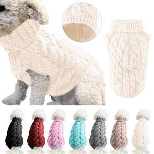 lot 20110 image: Winmany Pet Dog Turtleneck Knitting Sweater Coat Winter Warmer Thickening Pullover Knitwear Crochet Coat Clothes for Small Medium Dog Cat