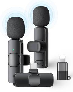 lot 20113 image: 2 Pack Wireless Lavalier Microphone for iPhone iPad and Android Phone, Lapel Mic Plug and Play Wireless Mic Noise Reduction Mini Microphone for Video Recording Interview Podcast Vlog YouTube Tiktok
