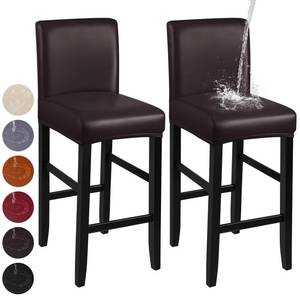 lot 20116 image: YISUN Bar Stool Covers, Stretch Waterproof PU Bar Stool Slipcover Removable Washable Bar Stool Chair Covers, High Chair Cover with Elastic Bands (2 Pack, Coffee)