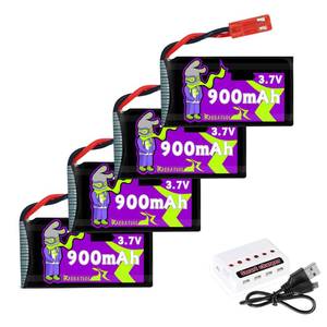 lot 20117 image: Raebatuol 900mAh 3.7V 932540 Lipo Battery with JST Plug for MJX Syma Holy Stone Sky Viper RC Quadcopter Drone X56W X400 X400W X300C X400C X800 HS110 HS200 S670 V950hd S1750 V2450-4Pcs with Chargrer