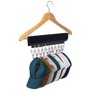 lot 20121 image: Hat Organizer Holder for Hanger and Room Closet, 1Pack Hat Rack Storage Clips, for Hang Baseball Hats Rack, Ball Caps, Winter Beanie and Accessories, Not Including Hangers and Hats (1PC Black)