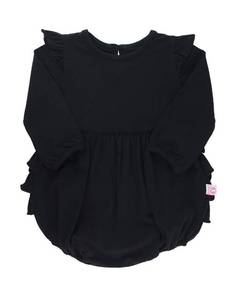 lot 20124 image: RuffleButts BabyToddler Girls Black Flutter Bubble Romper - 6-12m