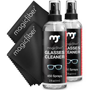 lot 20125 image: MagicFiber Glasses Cleaner Kit - (2) Eyeglass Cleaner Spray  (1) Microfiber Cleaning Cloth - Wipes For Eye Glasses, Lenses, Cameras, Screens, Sunglasses, Phones, Electronics, Computer, VR, TV (One Spray Only)