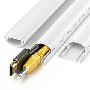 lot 20137 image: 42.5in Cord Cover, Cord Hider for 1-2 Cords, Half Round Cord Covers for Wires on Wall, Adhesive Wire Hiders for TV on Wall, 3xL14.2in, W1.18 x H0.43in, White