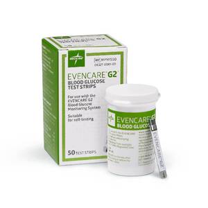 lot 20155 image: Medline EvenCare G2 Blood Glucose Test Strips, Self-testing with G2 Monitoring System, 6 Second Results, 50 Count System, 6 Second Results, 50 Count