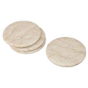 lot 20157 image: Creative Home Set of 4 Genuine Marble Drink Coasters � 4 Round Solid Stone, Heat-Resistant with Non-Slip EVA Backing, Protect Tables from Hot and Cold Drinks, Elegant Coffee Table Dcorin
